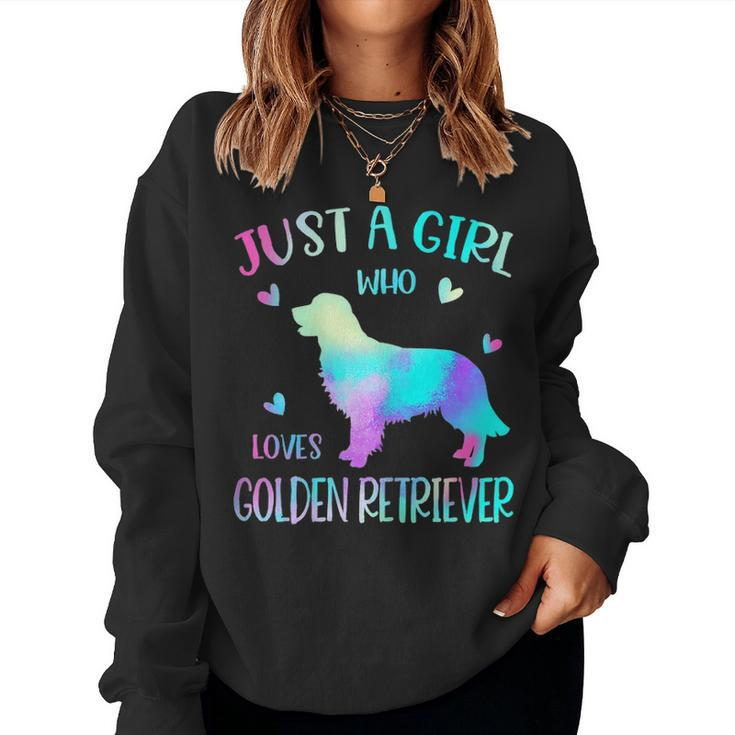 Womens Just A Girl Who Loves Golden Retriever - I Love My Dog Women Crewneck Graphic Sweatshirt