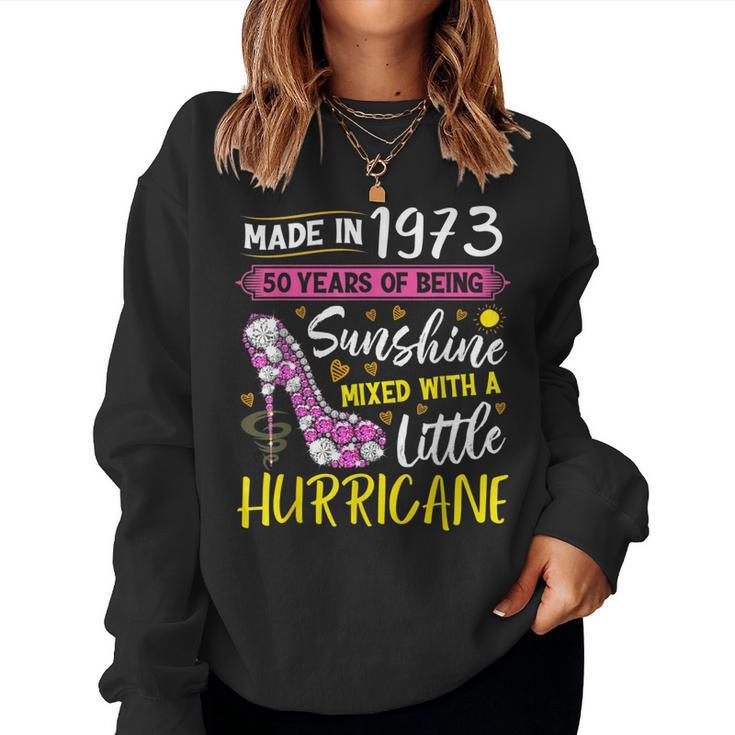 Womens Made In 1973 Floral 50 Year Old 50Th Birthday Gifts  Women Crewneck Graphic Sweatshirt