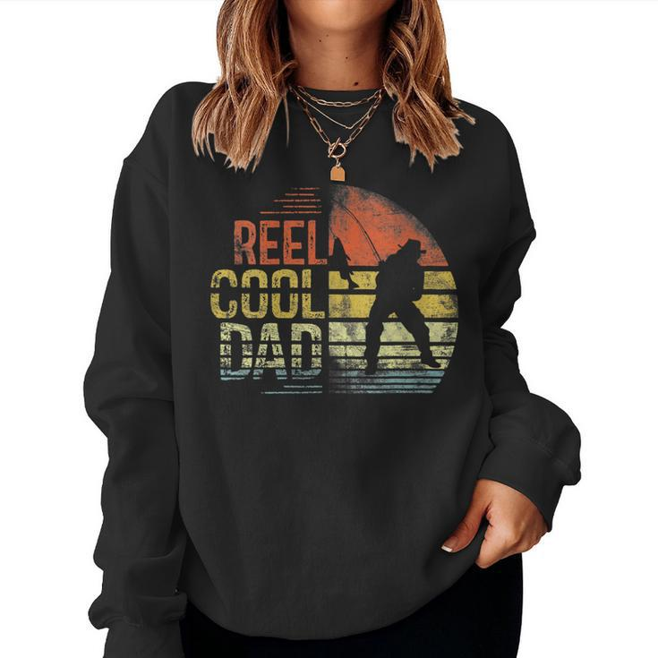 Womens Mens Reel Cool Dad Daddy Fathers Day  Fishing Fisherman  Women Crewneck Graphic Sweatshirt