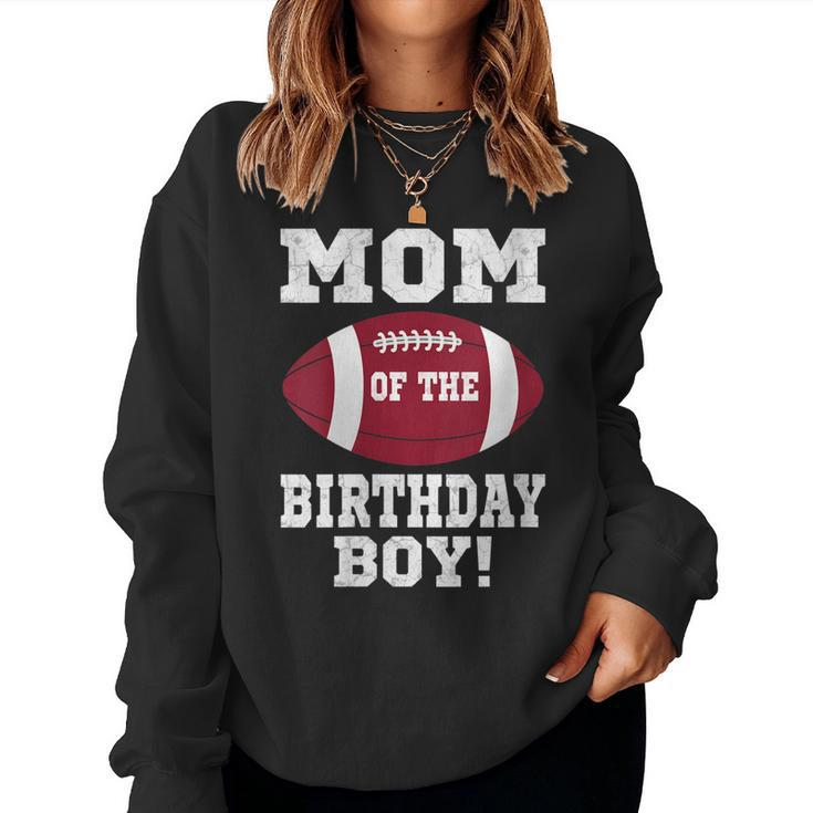 Womens Mom Of The Birthday Boy Football Lover Vintage Retro  Women Crewneck Graphic Sweatshirt