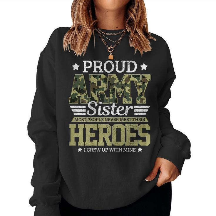 Womens Proud Army Sister Military Soldier Brother Pride Gift  Women Crewneck Graphic Sweatshirt