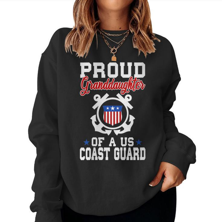 Womens Proud Us Coast Guard Granddaughter  Women Crewneck Graphic Sweatshirt