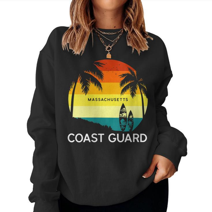 Womens Retro Coast Guard Beach Vintage Surf Palm 70S Venice  Women Crewneck Graphic Sweatshirt