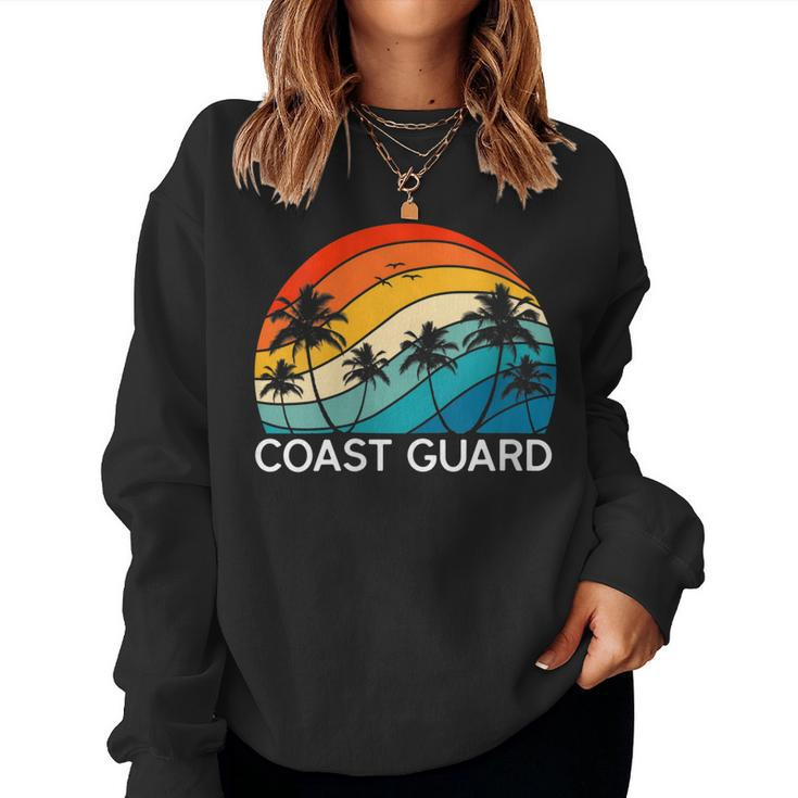 Womens Retro Coast Guard Beach Vintage Surf Palm Men Women  Women Crewneck Graphic Sweatshirt