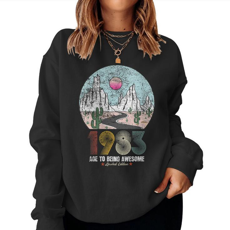Womens Retro Vintage Best Of 1983 T Awesome Since Birthday Gifts  Women Crewneck Graphic Sweatshirt