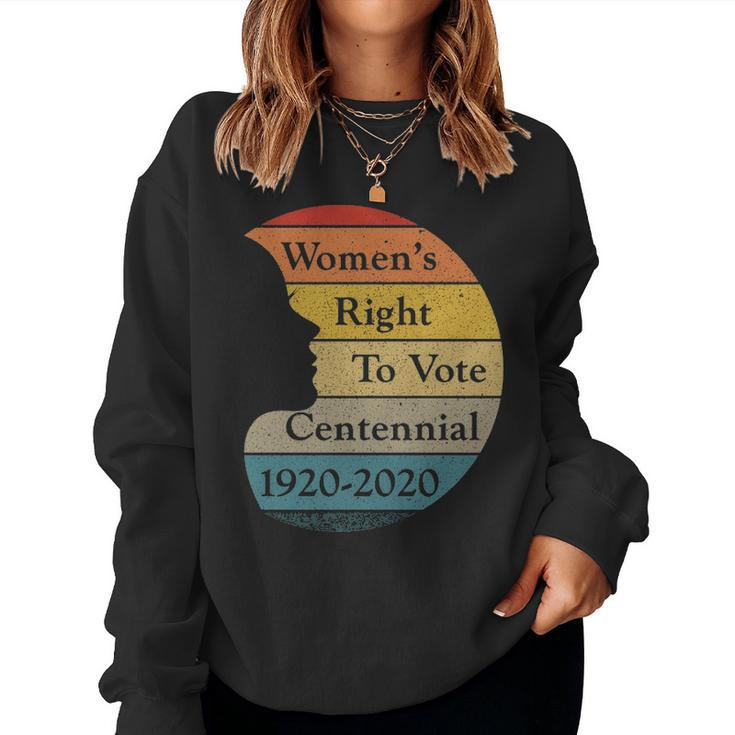 Womens Right To Vote Centennial 1920 2020 Retro Sunset Women Crewneck Graphic Sweatshirt