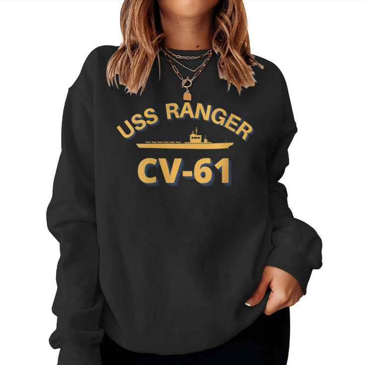 Womens Us Aircraft Carrier Cv-61 Uss Ranger  Women Crewneck Graphic Sweatshirt