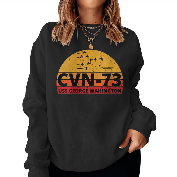 Womens Us Aircraft Carrier Cvn-73 Uss George Washington  Women Crewneck Graphic Sweatshirt