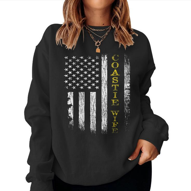 Womens US Coast Guard Uscg Coastie Wife Flag  Women Crewneck Graphic Sweatshirt