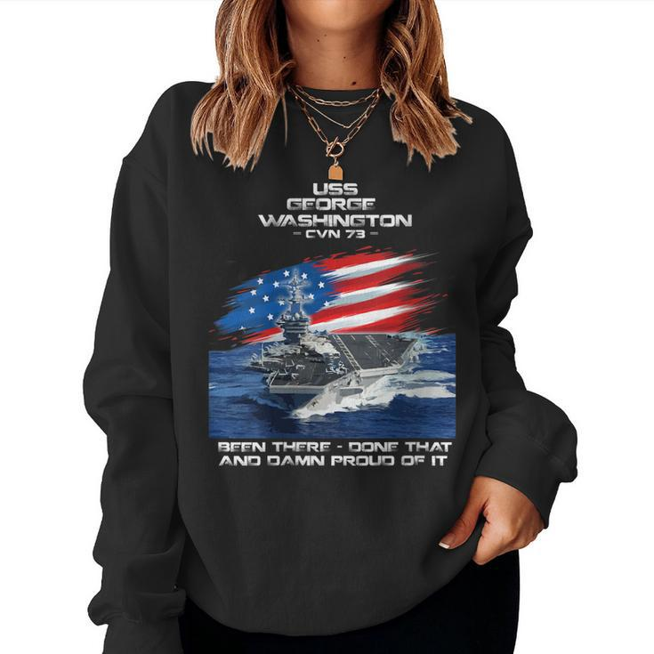 Womens Uss George Washington Cvn 73 Aircraft Carrier Veteran Xmas  Women Crewneck Graphic Sweatshirt