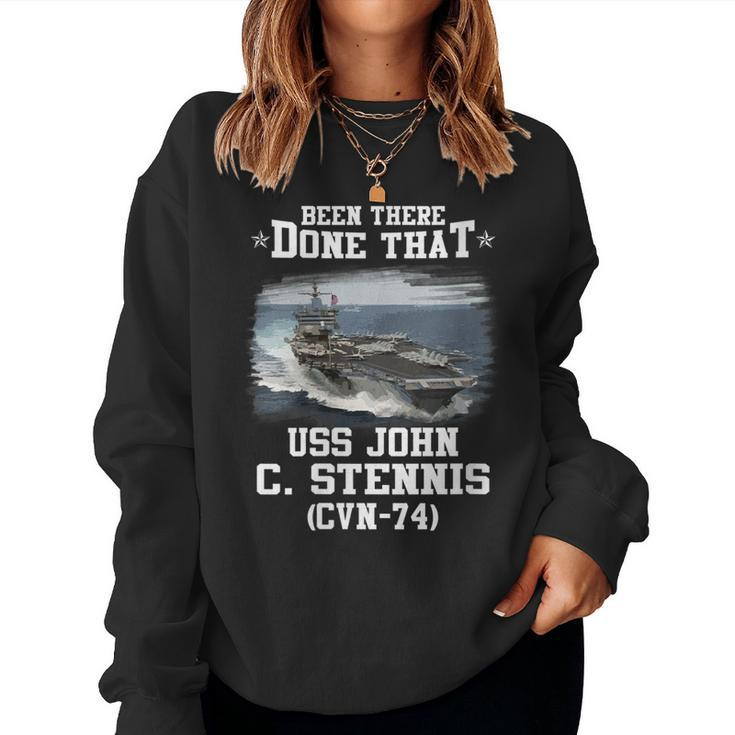 Womens Uss John C Stennis Cvn-74 Veterans Day Father Day Gift  Women Crewneck Graphic Sweatshirt
