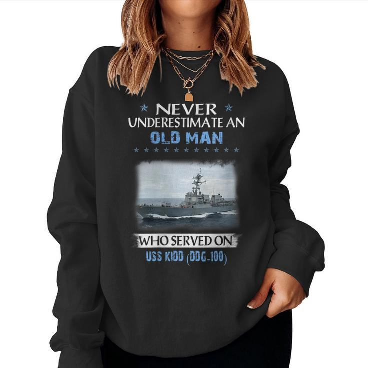 Womens Uss Kidd Ddg-100 Destroyer Class Veterans Day Father Day  Women Crewneck Graphic Sweatshirt