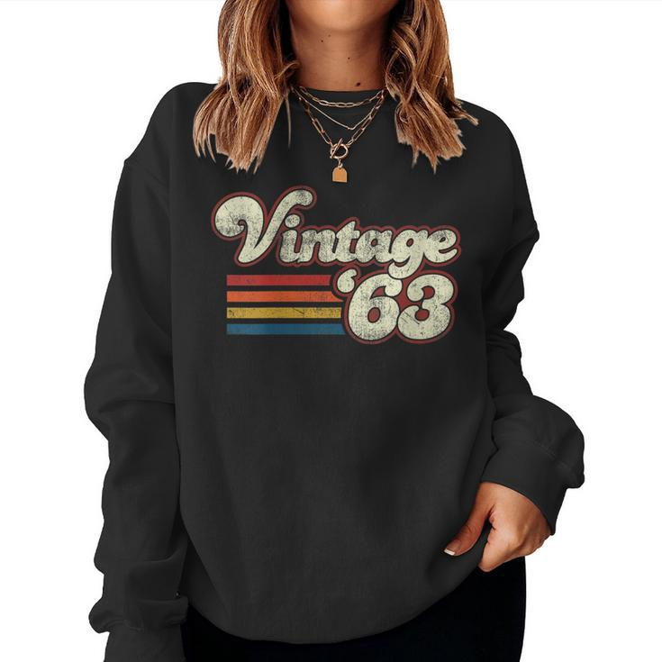 Womens Vintage 1963 Birthday Women Crewneck Graphic Sweatshirt