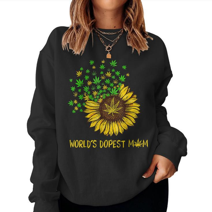 Worlds Dopest Mom Sunflower Weed Women Sweatshirt