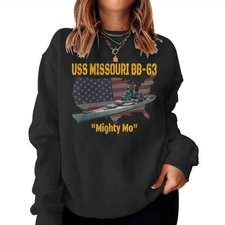 Ww2 Ship & Korean War Uss Missouri Bb-63 Battleship Veterans  Women Crewneck Graphic Sweatshirt