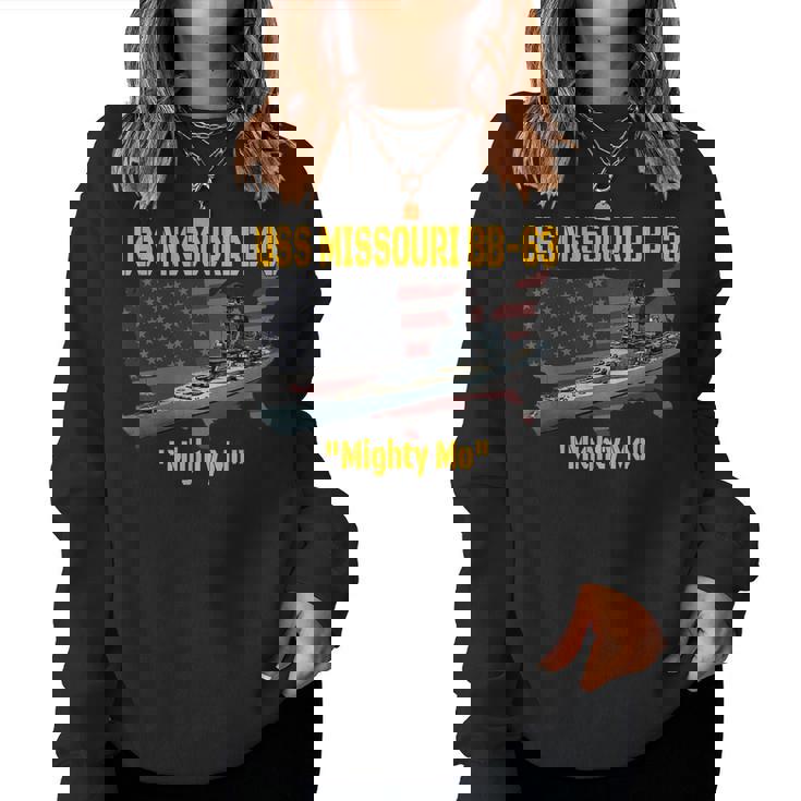 Ww2 Ship & Korean War Uss Missouri Bb-63 Battleship Veterans  Women Crewneck Graphic Sweatshirt