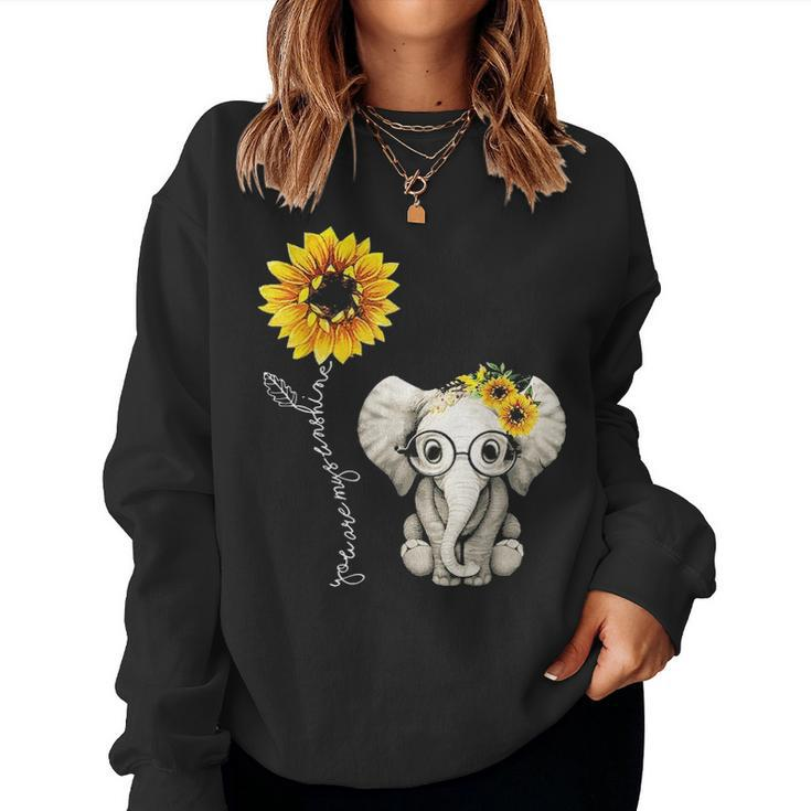 You Are My Sunshine Hippie Sunflower Elephant Gift Friend Women Crewneck Graphic Sweatshirt