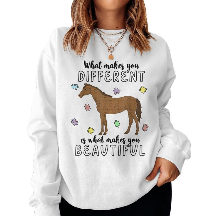 Autism Awareness Month What Makes You Different Horse Women Sweatshirt
