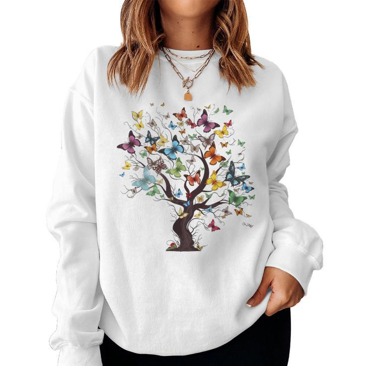 Beautiful Colorful Butterfly Tree Women Sweatshirt