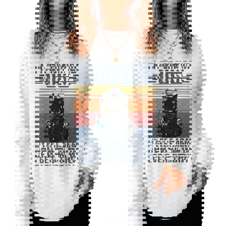 Black Cat Im A Grumpy Old Nurse My Level Of Sarcasm Nursing Women Sweatshirt Black Cat Im A Grumpy Old Nurse My Level Of Sarcasm Nursing Women Sweatshirt