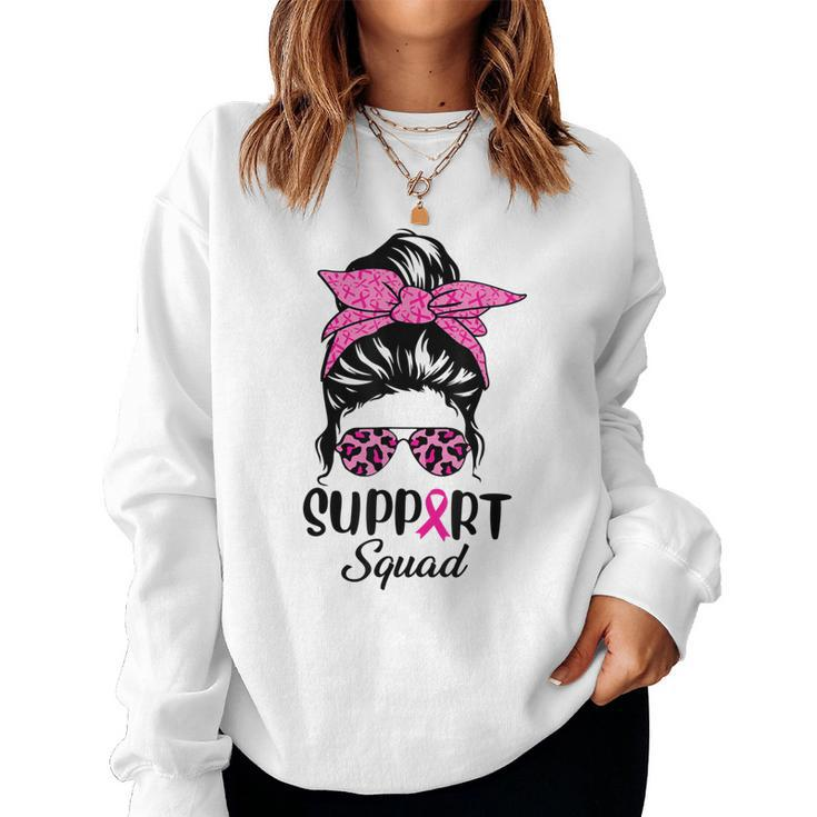 Breast Cancer Awareness Women Messy Bun Support Squad Women Sweatshirt
