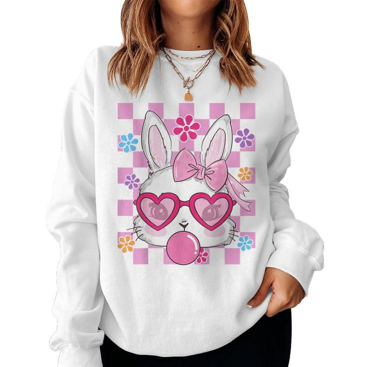 Bunny Outfit For Women Girls Kids Groovy Bunny Face Easter Women Sweatshirt