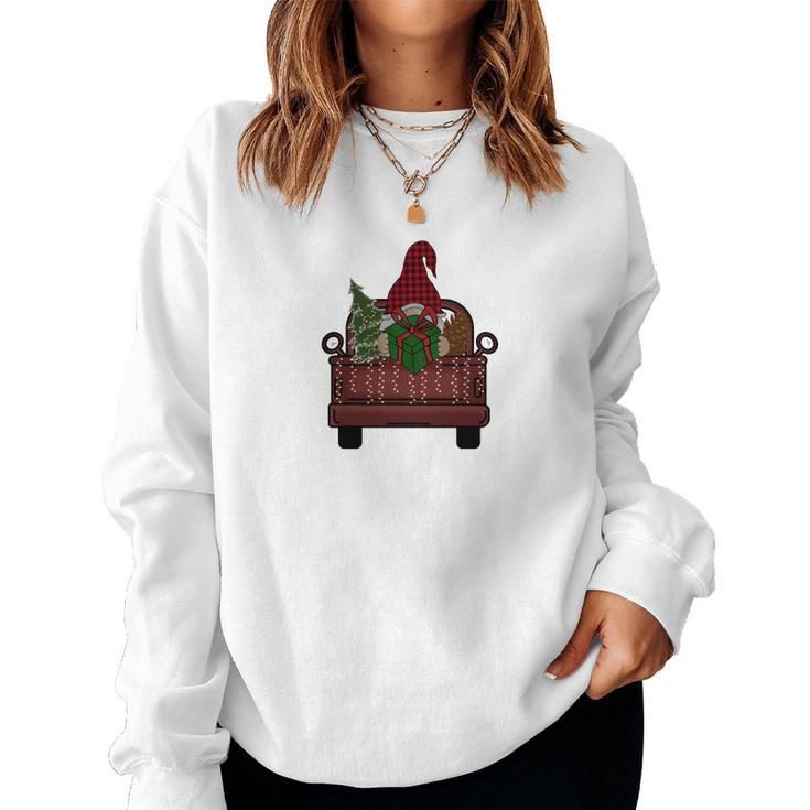 Christmas Gnomes Red Truck V2 Women Crewneck Graphic Sweatshirt