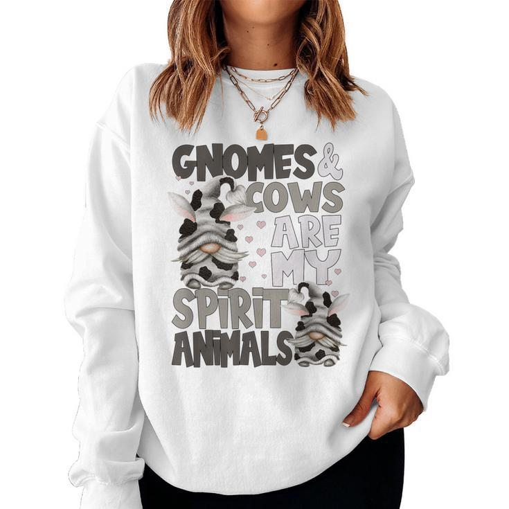 Cow For Women Gnomes & Cows Are My Spirit Animal Women Sweatshirt