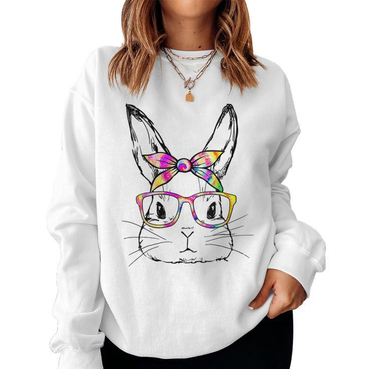 Cute Bunny Face Tie Dye Glasses Easter Day Girls Women Ns Women Sweatshirt