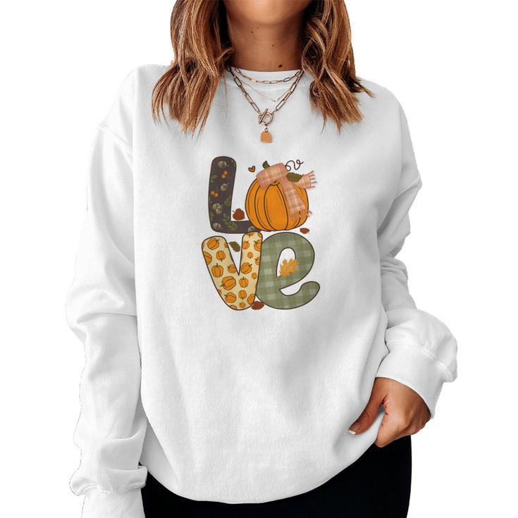 Fall Love Gift For Autumn Lovers Women Crewneck Graphic Sweatshirt - Thegiftio