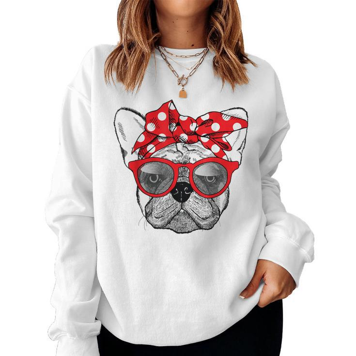 French Bulldog Dog Mom Bandana Sunglasses Women Sweatshirt