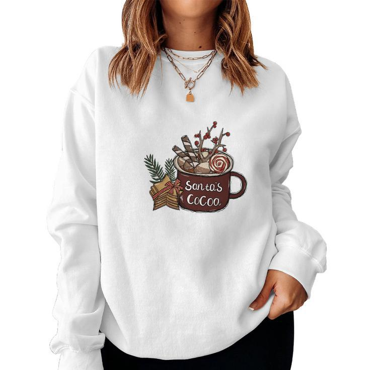 Funny Christmas Santa Cocoa Women Crewneck Graphic Sweatshirt