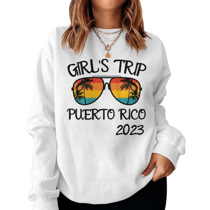 Womens Girls Trip Puerto Rico 2023 Sunglasses Summer Vacation Women Sweatshirt