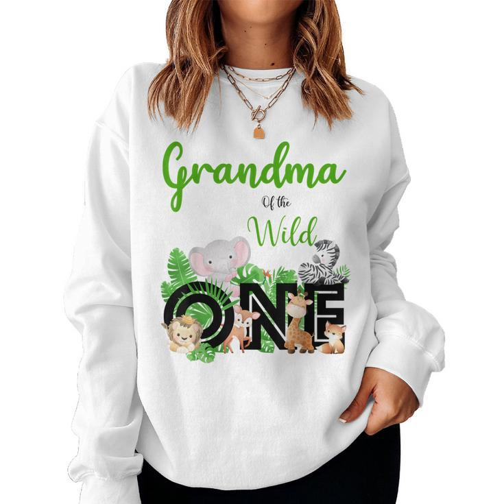 Grandma Of The Wild One Zoos Happy Birthday Jungle Animal Women Sweatshirt