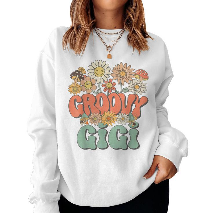 Groovy Gigi Floral Hippie Retro Daisy Flower Mothers Day  Women Crewneck Graphic Sweatshirt
