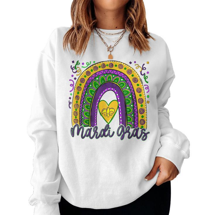 Happy Mardi Gras Leopard Boho Rainbow Women Girls Kids  V2 Women Crewneck Graphic Sweatshirt