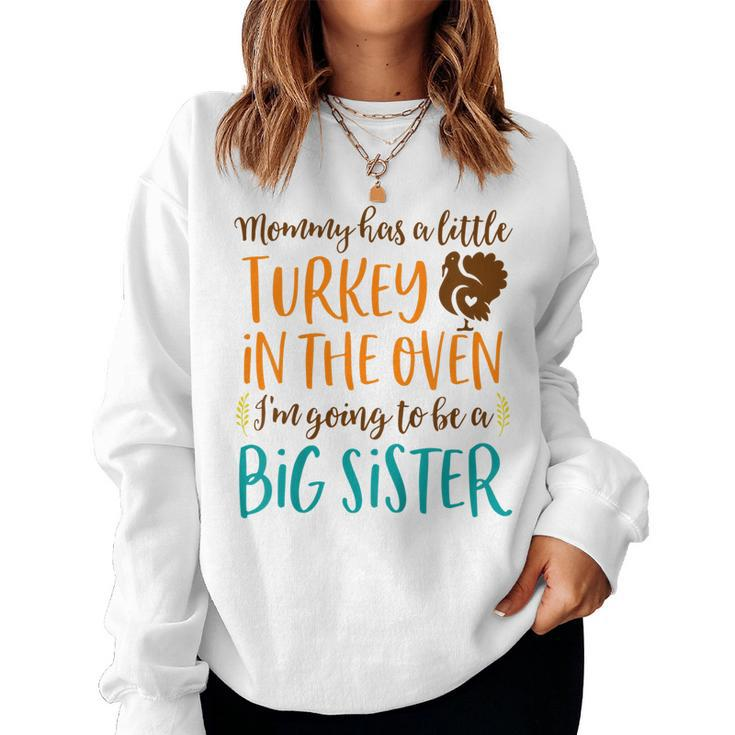 Kids Big Sister Thanksgiving Pregnancy Announcement Fall Women Sweatshirt