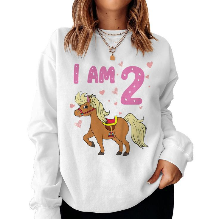 Kids Pony Girl 2Nd Birthday Horse 2 Years Old Girls Pony Birthday Women Sweatshirt