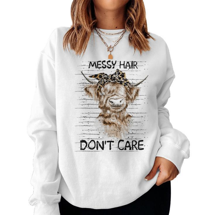 Messy Hair Dont Care Cow For Women Women Sweatshirt