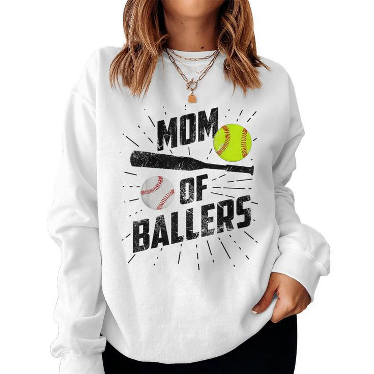 Mom Of Ballers Baseball Softball Game Women Sweatshirt