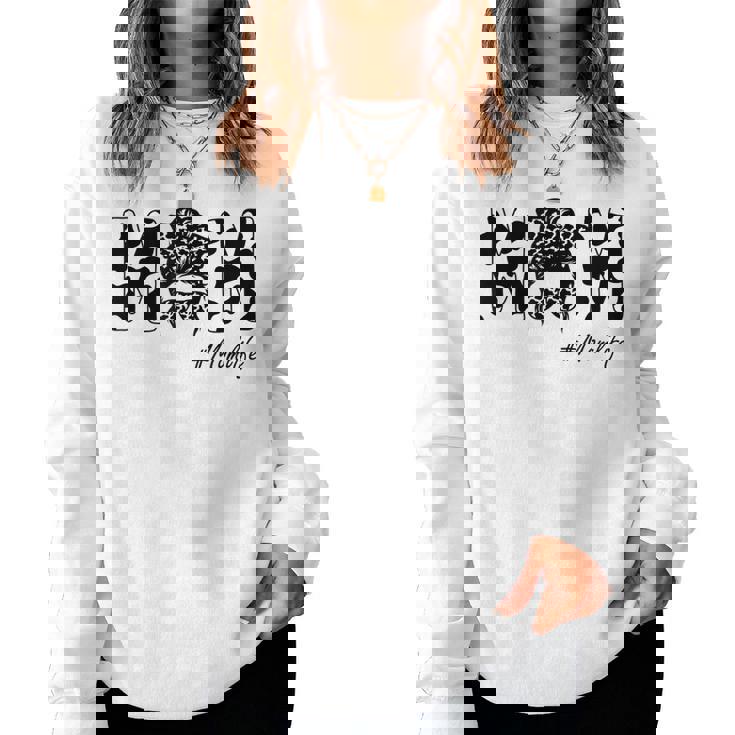 Mom Life Cow Messy Bun Hair Bandana Glasses Mommy Girl Women Sweatshirt