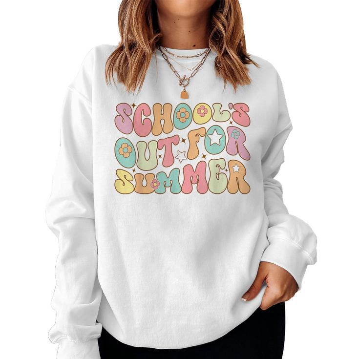 Retro Groovy Schools Out For Summer Graduation Teacher Kids Women Sweatshirt
