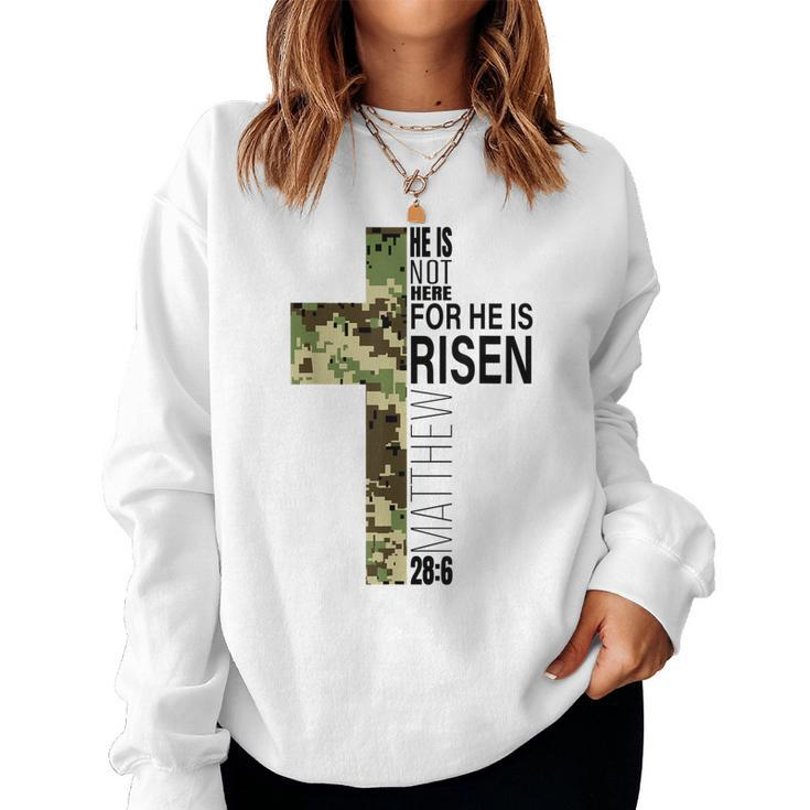 He Is Risen Christian Easter Verse Green Camo Cross Men Boys Women Sweatshirt