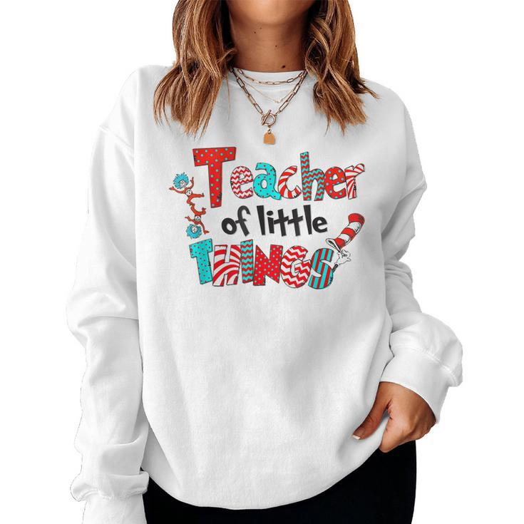 Teacher Of Little Things For Teacher Cat In Hat Women Sweatshirt
