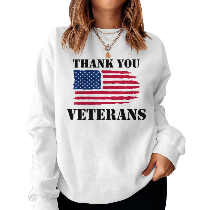 Thank You Veteran Us Military Gifts Veterans Day Mens Womens  Women Crewneck Graphic Sweatshirt