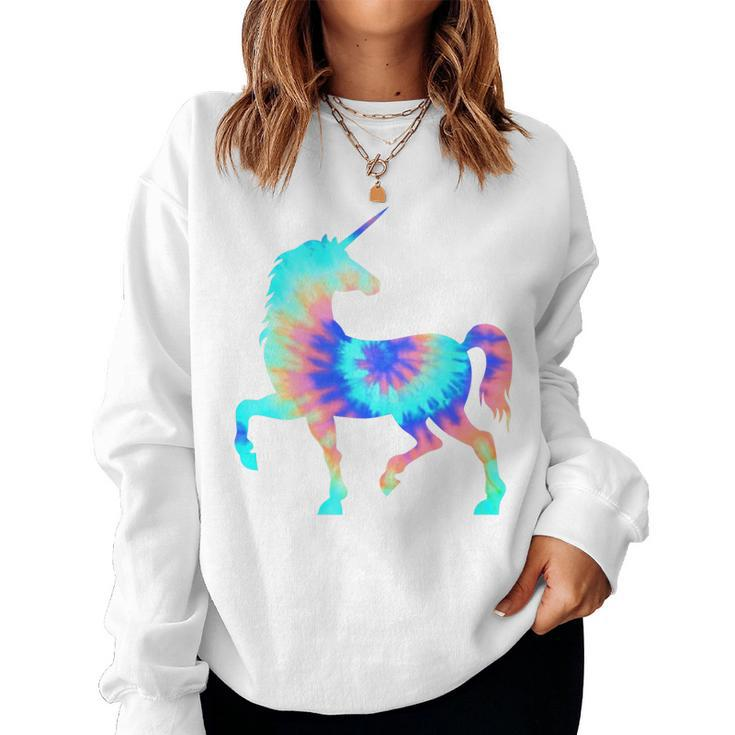 Tie Dye Unicorn Colorful Tye Dye Horse Horn Women Sweatshirt