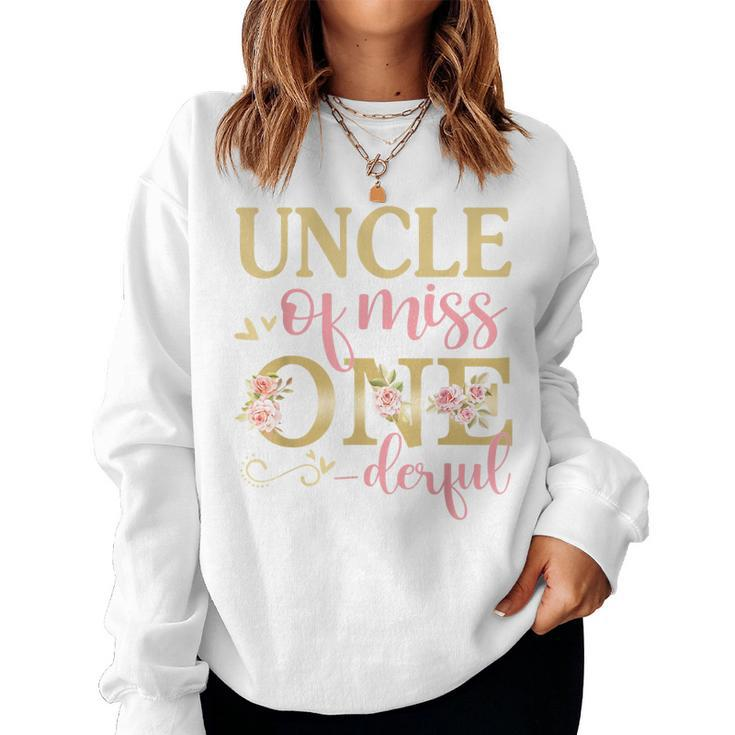 Uncle Of Little Miss Onederful 1St Birthday Family Matching  Women Crewneck Graphic Sweatshirt