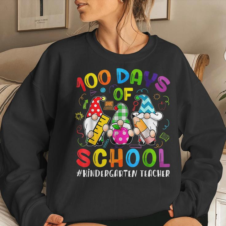 100 Days Of School Cute Gnome Kindergarten Teacher Funny Women Crewneck Graphic Sweatshirt Gifts for Her