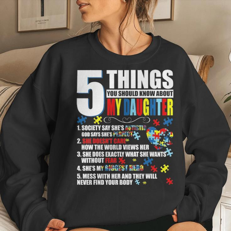 5 Things You Should Know About My Daughter Autism Awareness Women Crewneck Graphic Sweatshirt Gifts for Her