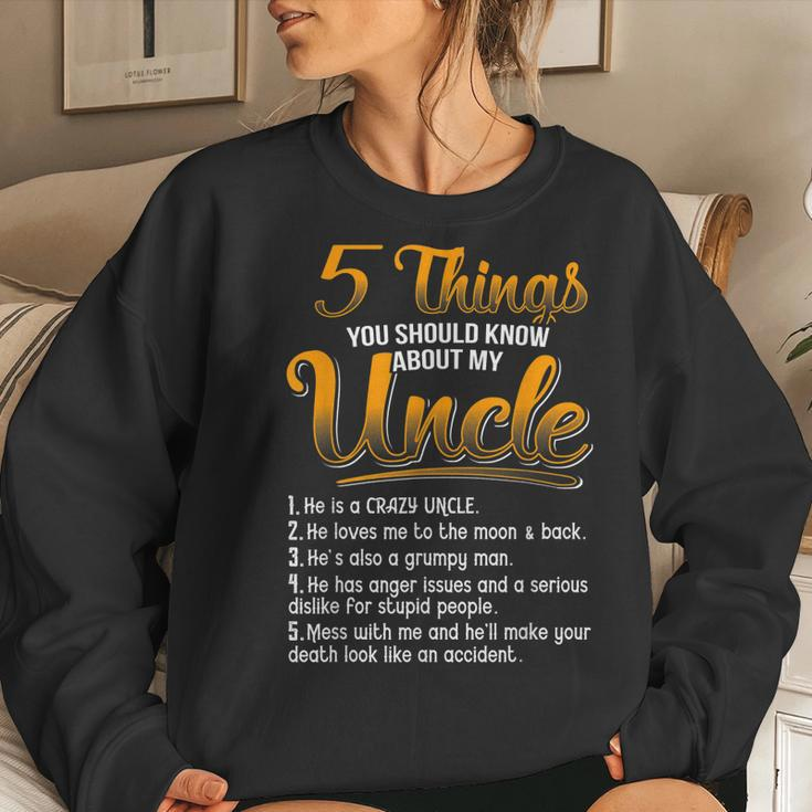 5 Things You Should Know About My Uncle Funny Christmas Gift Women Crewneck Graphic Sweatshirt Gifts for Her